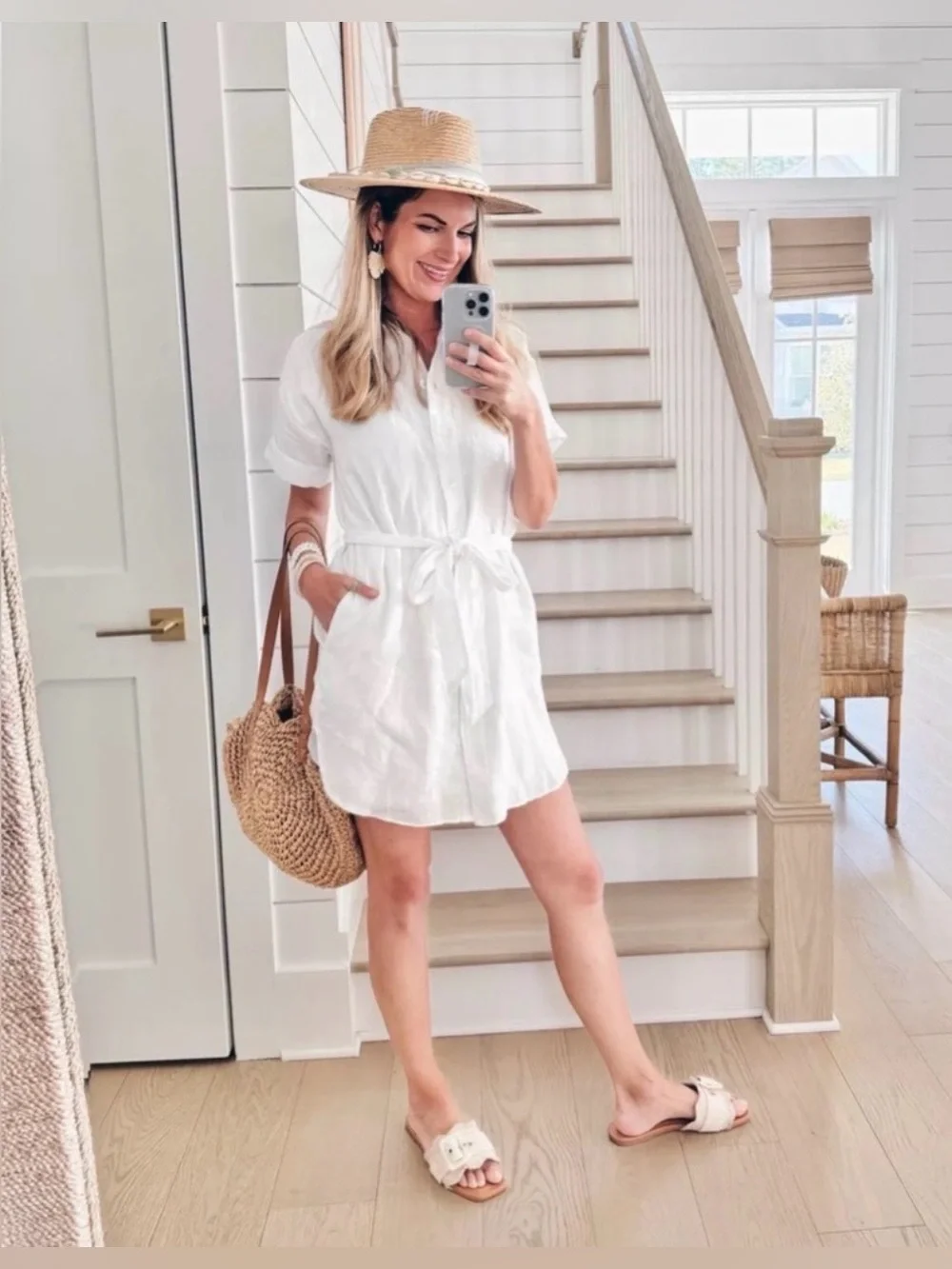 J.Crew Petite Capitaine Shirtdress in Linen White